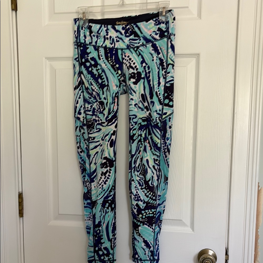 Lilly Pulitzer Luxletic Leggings with Blue and Black Pattern